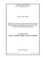 Nghiên cứu khả năng sinh trưởng phát triển một số dòng, giống khoai lang chất lượng tại huyện chợ mới tỈnh Bắc Kạn
