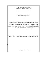 Nghiên cứu một số biện pháp kỹ thuật canh tác đối với những giống lúa cạn có triển vọng tại Thái Nguyên