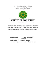 TÌM HIỂU TÌNH HÌNH ĐĂNG ký đất ĐAI cấp GIẤY CHỨNG NHẬN QUYỀN sử DỤNG đất và lập hồ sơ địa CHÍNH tại xã LUẬN KHÊ, HUYỆN THƯỜNG XUÂN, TỈNH THANH hóa 