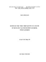 ĐÁNH GIÁ VIỆC THỰC HIỆN QUYỀN của NGƯỜI sử DỤNG đất tại THÀNH PHỐ NAM ĐỊNH, TỈNH NAM ĐỊNH