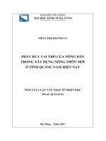 Phát huy vai trò của nông dân trong xây dựng nông thôn mới ở tỉnh quảng nam hiện nay 