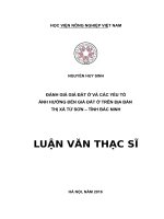 ĐÁNH GIÁ GIÁ đất ở và các yếu tố ẢNH HƯỞNG đến GIÁ đất ở TRÊN địa bàn THỊ xã từ sơn – TỈNH bắc NINH