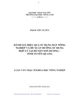 Đánh giá hiệu quả sử dụng đất nông nghiệp và đề xuất hướng sử dụng hợp lý tại huyện Sơn Dương, tỉnh Tuyên Quang