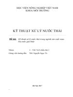 Kỹ thuật xử lý nước thải trong ngành sản xuất rượu bia nước giải khát