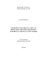 Ảnh hưởng của chất béo thức ăn trong khẩu phần đến thành phần acid béo của trứng gà công nghiệp (LA tiến sĩ)