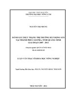 Đánh giá thực trạng thị trường bất động sản tại thành phố Cẩm Phả, tỉnh Quảng Ninh giai đoạn 2007-2011