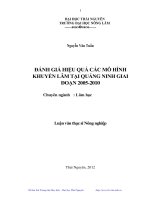 Đánh giá hiệu quả các mô hình khuyến lâm tại Quảng Ninh giai đoạn 2005-2010