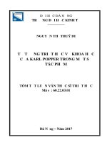 Tư tưởng triết học về khoa học của karl popper trong một số tác phẩm 