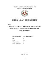 NGHIÊN cứu CHUYỂN đổi mục ĐÍCH sử DỤNG đất NÔNG NGHIỆP tại xã đại ĐỒNG, HUYỆN tứ kỳ, TỈNH hải DƯƠNG