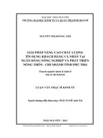 Giải pháp nâng cao chất lượng tín dụng khách hàng cá nhân tại Ngân hàng Nông nghiệp và Phát triển Nông thôn - Chi nhánh tỉnh Phú Thọ