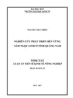 Nghiên cứu phát triển bền vững sâm ngọc linh ở  tỉnh quảng nam (tt) 