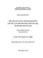 Mối liên quan giữa chế độ dinh dưỡng với thừa cân, béo phì ở học sinh tiểu học thành phố Thái Nguyên