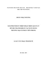GIẢI PHÁP HOÀN THIỆN HOẠT ĐỘNG QUẢN lý rủi RO THANH KHOẢN tại NGÂN HÀNG THƯƠNG mại cổ PHẦN TIÊN PHONG 
