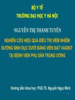 NGHIấN cứu HIỆU QUẢ điều TRỊ VIấM NHIỄM ĐƯỜNG SINH dục dưới BẰNG VIấN đặt VAGIKIT tại BỆNH VIỆN PHỤ sản TRUNG ƯƠNG 