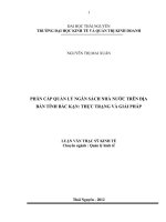Phân cấp quản lý ngân sách nhà nước trên địa bàn tỉnh Bắc Kạn thực trạng và giải pháp