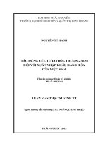 Tác động của tự do hóa thương mại đối với xuất nhập khẩu hàng hóa của Việt Nam