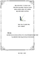ĐÁNH GIÁ sự hài LÒNG của NGƯỜI BỆNH nội TRÚ tại BỆNH VIỆN BẠCH MAI năm 2015 