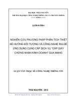 Nghiên cứu phương pháp phân tích thiết kế hướng đối tượng và công nghệ Ria để ứng dụng cung cấp dịch vụ cấp giấy chứng nhận kinh doanh qua mạng