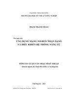 Ứng dụng mạng nơ ron nhận dạng và điều khiển hệ thống nâng từ (LV thạc sĩ)