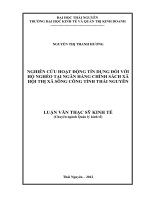 Nghiên cứu hoạt động tín dụng đối với hộ nghèo tại ngân hàng chính sách xã hội thị xã Sông Công tỉnh Thái Nguyên