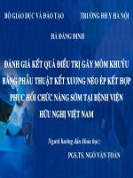 ĐáNH GIá kết QUả điều TRị gãy mỏm KHUỶU BẰNG PHẪU THUẬT kết XƯƠNG néo ép kết hợp PHỤC hồi CHỨC NĂNG sớm tại BỆNH VIỆN hữu NGHỊ VIỆT NAM 