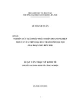 NGHIÊN cứu GIẢI PHÁP PHÁT TRIỂN DOANH NGHIỆP NHỎ và vừa TRÊN địa bàn THÀNH PHỐ hà nội GIAI đoạn 2013 đến 2020 