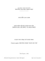 Giải một số bài toán sơ cấp thông qua số phức và hàm phức