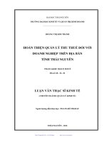 Hoàn thiện quản lý thu thuế đối với doanh nghiệp trên địa bàn tỉnh Thái Nguyên