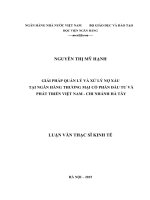 GIẢI PHÁP QUẢN lý và xử lý nợ xấu tại NGÂN HÀNG THƯƠNG mại cổ PHẦN đầu tư và PHÁT TRIỂN VIỆT NAM CHI NHÁNH hà tây 