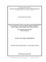 Một số giải pháp nâng cao chất lượng thẩm định dự án đầu tư tại Ngân hàng Nông nghiệp và Phát triển Nông thôn tỉnh Thái Nguyên