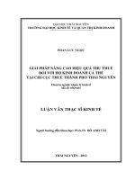 Giải pháp nâng cao hiệu quả thu thuế đối với hộ kinh doanh cá thể tại Chi cục thuế thành phố Thái Nguyên