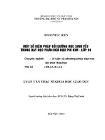 MỘT số BIỆN PHÁP bồi DƯỠNG học SINH yếu TRONG dạy học PHẦN HOÁ học PHI KIM   lớp 10 