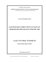 Giải pháp hoàn thiện công tác đăng ký kinh doanh trên địa bàn tỉnh Phú Thọ