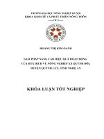GIẢI PHÁP NÂNG CAO HIỆU QUẢ HOẠT ĐỘNG của HTX DỊCH vụ NÔNG NGHIỆP xã QUỲNH đôi, HUYỆN QUỲNH lưu, TỈNH NGHỆ AN 