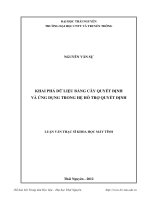 Khai phá dữ liệu bằng cây quyết định và ứng dụng trong hệ hỗ trợ quyết định