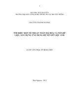 Tìm hiểu một số thuật toán mã hóa và nén dữ liệu, xây dựng ứng dụng để nén dữ liệu ảnh