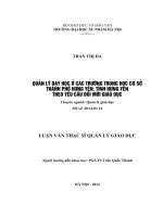 QUẢN lý dạy học ở các TRƯỜNG TRUNG học cơ sở THÀNH PHỐ HƯNG yên, TỈNH HƯNG yên THEO yêu cầu đổi mới GIÁO dục 