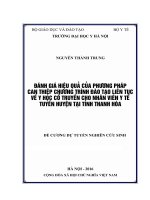 ĐÁNH GIÁ HIỆU QUẢ của PHƯƠNG PHÁP CAN THIỆP CHƯƠNG TRÌNH đào tạo LIÊN tục về y học cổ TRUYỀN CHO NHÂN VIÊN y tế TUYẾN HUYỆN tại TỈNH THANH hóa 