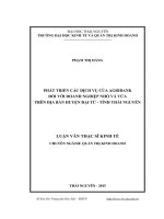 Phát triển các dịch vụ của Agribank đối với doanh nghiệp nhỏ và vừa trên địa bàn huyện Đại Từ  Tỉnh Thái Nguyên (LV thạc sĩ)