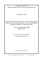 Phân tích một số yếu tố kinh tế - xã hội ảnh hưởng đến thu nhập và an ninh lương thực của các xã ATK phía Bắc huyện Định Hóa, tỉnh Thái Nguyên