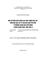 MỘT số BIỆN PHÁP NÂNG CAO CHẤT LƯỢNG học tập môn hóa học lớp 10 CHO học SINH yếu kém ở TRƯỜNG TRUNG học PHỔ THÔNG HYỆN THUẬN CHÂU, TỈNH sơn LA 