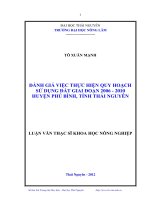 Đánh giá việc thực hiện quy hoạch việc sử dụng đất giai đoạn 2006-2010 huyện Phú Bình, tỉnh Thái Nguyên