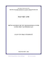 Những giải pháp chủ yếu nhằm đảm bảo an ninh lương thực tại tỉnh Bắc Kạn