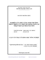 Nghiên cứu khả năng sinh trưởng phát triển của một số giống ngô lai nhập nội tại Thái Nguyên