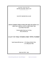 Khảo nghiệm thích nghi cho một số giống lúa chịu hạn (Oryza Sativa) mới nhập nội tại Thái Nguyê