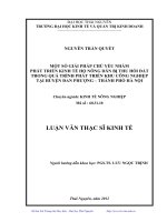 Một số giải pháp chủ yếu nhằm phát triển kinh tế hộ nông dân bị thu hồi đất trong quá trình phát triển khu công nghiệp tại huyện Đan Phượng, thành phố Hà Nội