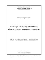 Giáo dục trung học phổ thông tỉnh Tuyên Quang giai đoạn 1986 - 2010