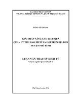 Giải pháp nâng cao hiệu quả quản lý thu bảo hiểm xã hội trên địa bàn huyện Phú Bình