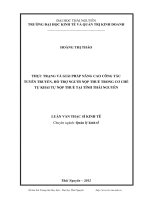 Thực trạng và giải pháp nâng cao công tác tuyên truyền, hỗ trợ người nộp thuế trong cơ chế tự khai tự nộp thuế tại tỉnh Thái Nguyên