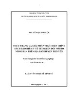 Thực trạng và giải pháp thực hiện chính sách bảo hiểm y tế tự nguyện đối với hộ nông dân trên địa bàn huyện Phổ Yên